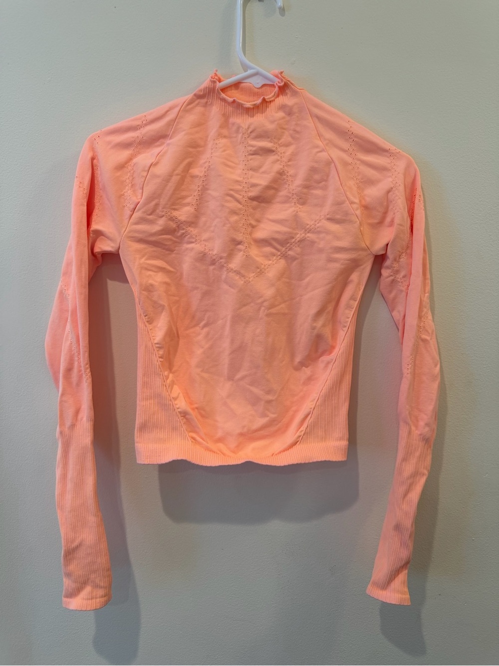 FP Movement by Free People Peach Seamless Mock Neck Good Karma Long Sleeve Top